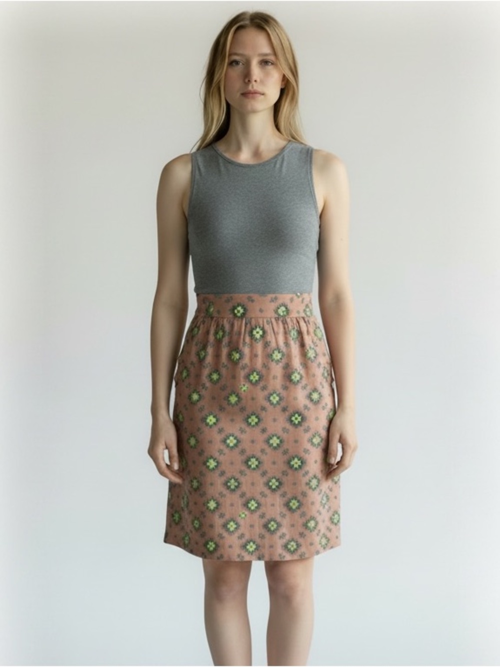 Maison Jules Sleeveless Mixed Print Fit & Flare Dress Large